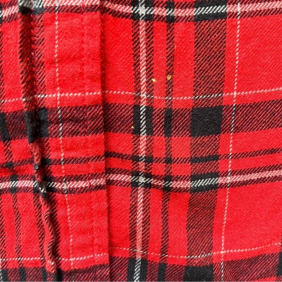 J. Crew Plaid Button Down  Top Shirt Blouse Western Boho Holiday Red Black Sz 6 - Picture 12 of 16
